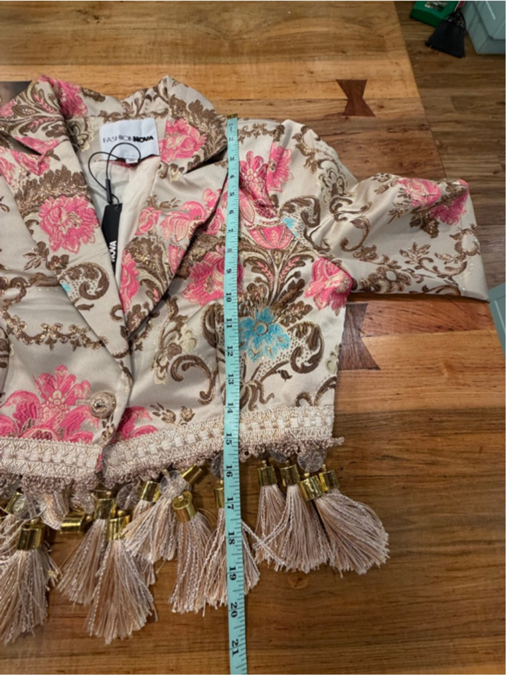 Fashion Nova Tassel Brocade Cropped Blazer - Boho Glam Party Chic - Large - Picture 16 of 16